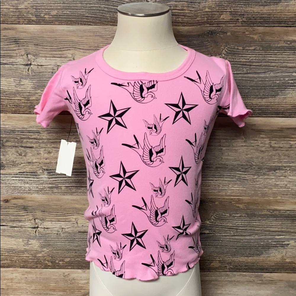 Sourpuss Sparrows Print Short Sleeve Tee NWT
